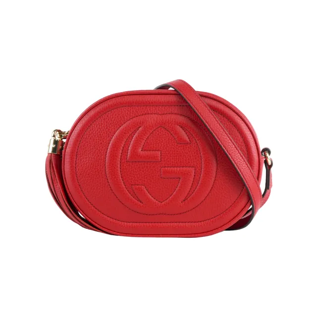 【GUCCI 古馳】SOHO 系列流蘇拉鍊迷你相機包(紅色)