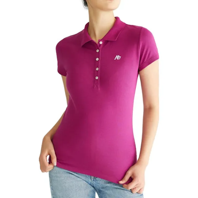 【Aeropostale】2025女時尚字母標誌玫紅色短袖POLO-網