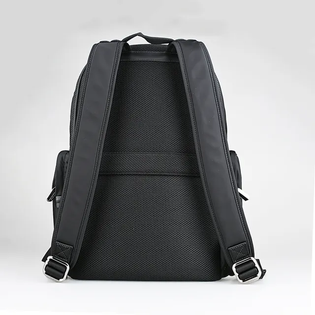 【FURLA 芙拉】FURLA MAN ORION皮革LOGO尼龍拉鍊後背包(大/黑)