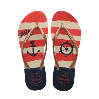 【havaianas 哈瓦仕】拖鞋 女鞋 夾腳拖 航海 錨點 Slim Nautical 玫瑰金 4137125-8430W(哈瓦士)