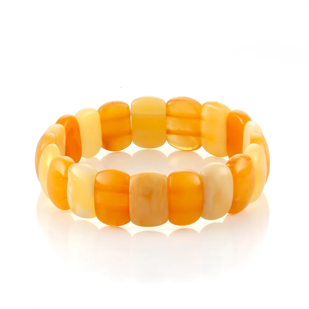 【Woogie武吉珠寶】琥珀蜜蠟設計師弧面蜜蠟手排(15-16mm白花蜜)