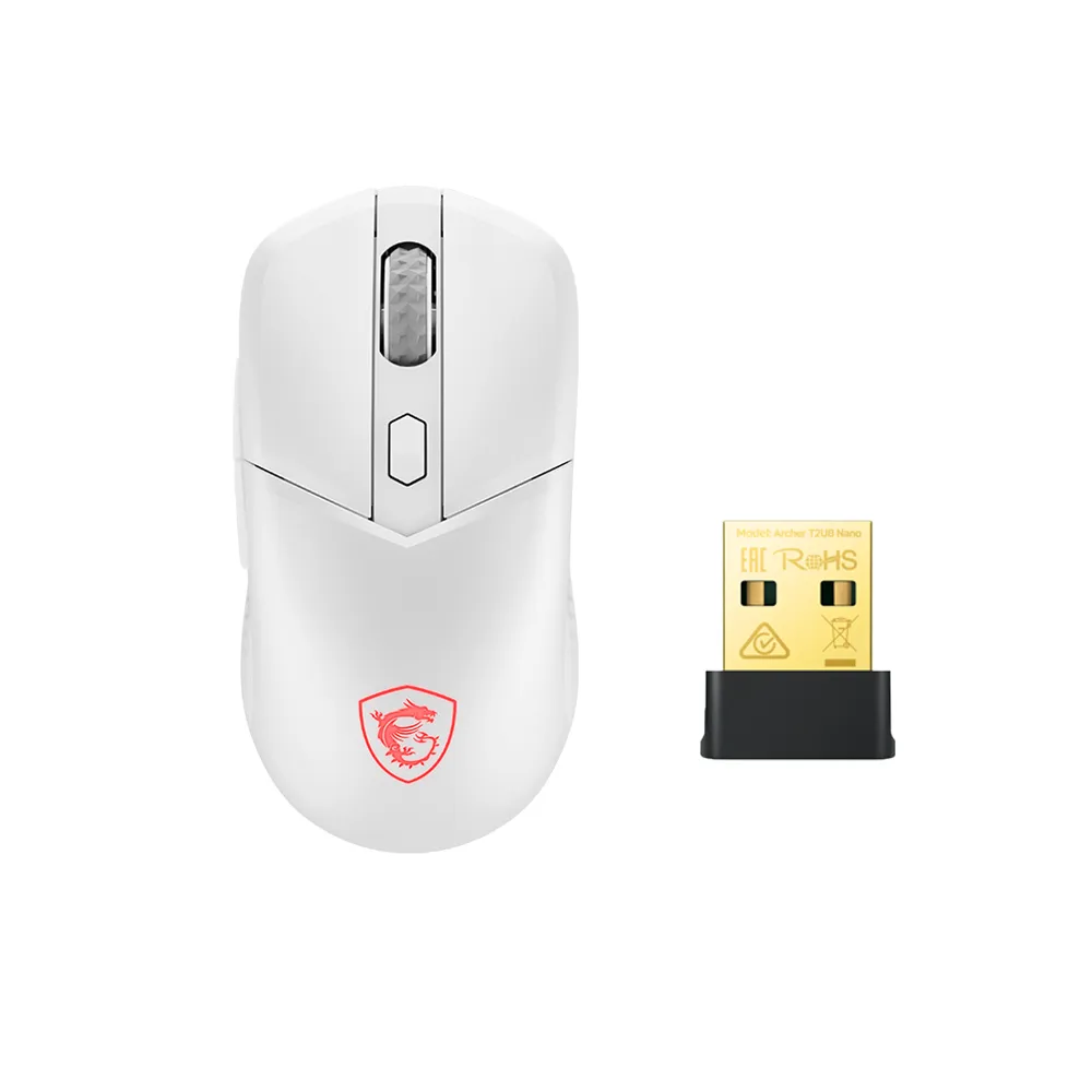 【MSI 微星】VERSA 300  WIRELESS WHITE-白 超輕量無線電競滑鼠+迷你型 Wi-Fi 藍牙無線網卡