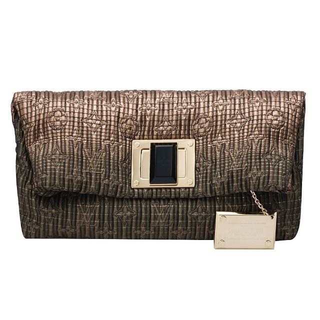 LV LOUIS VUITTON路易威登 M93491 Altaïr 手工刺繡夾棉布金屬方釦手拿晚宴包