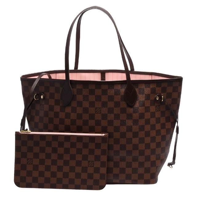 LV LOUIS VUITTON路易威登 N40598 經典 NEVERFULL MM Damier 帆布肩背托特包