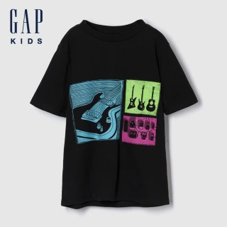【GAP】男童裝 純棉印花圓領短袖T恤-黑色(780351)