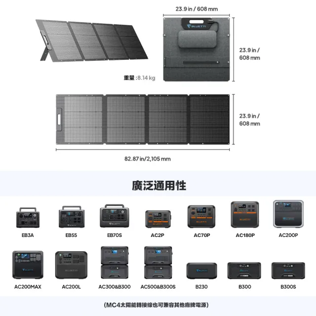 【BLUETTI】PV200 200W 太陽能板(露營 戶外 太陽能 充電板 車宿)