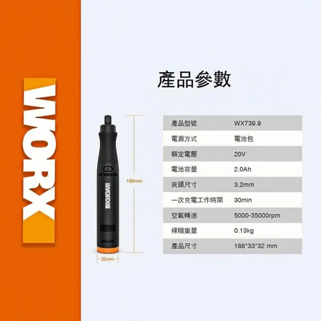 【WORX 威克士】Maker-X系列20V 鋰電熱膠槍 WX747.9(熱熔槍 角磨機 電烙鐵 電鍍筆)