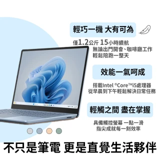 【Microsoft 微軟】12.4吋i5輕薄觸控筆電-冰藍(Surface Laptop Go3/i5-1235U/8G/256GB/W11)