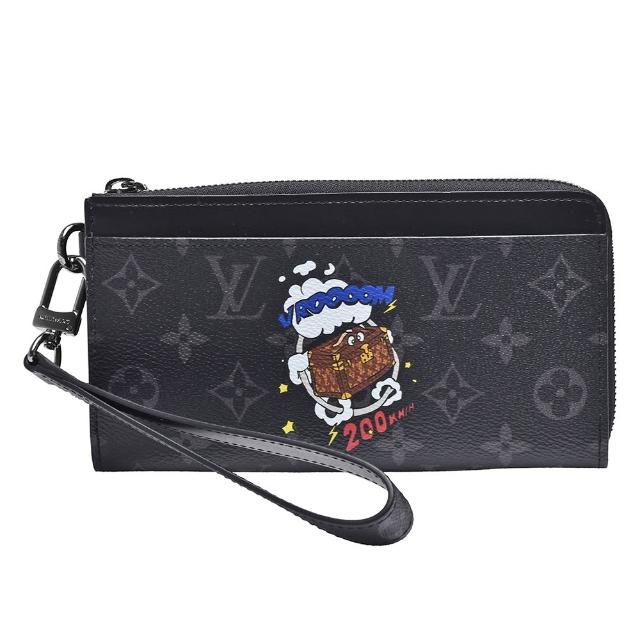 【Louis Vuitton 路易威登】M80994經典DRAGONNE系列Eclipse帆布掛腕拉鍊長夾