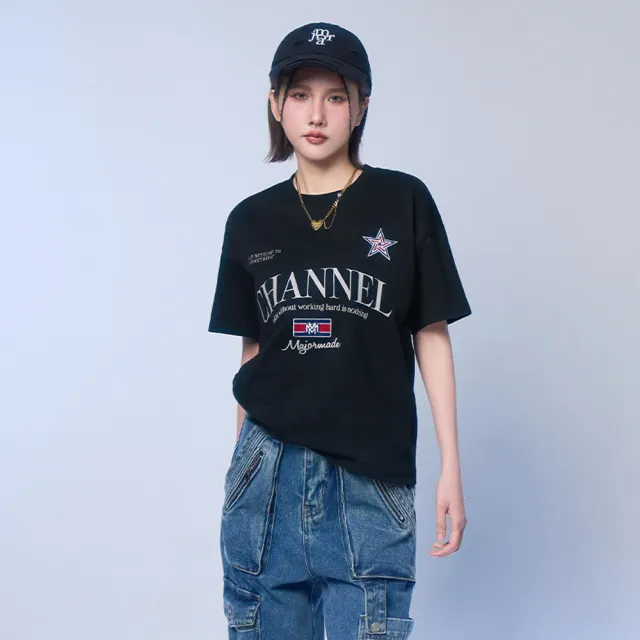 【MAJOR MADE】雙疊M國旗星星刺繡短T(休閒短T/圖案T恤/短袖上衣)