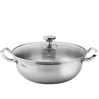 【Chieh Pao 潔豹】316不鏽鋼樂纖火鍋 28CM 4.0L(強化玻璃蓋 雙耳湯鍋)