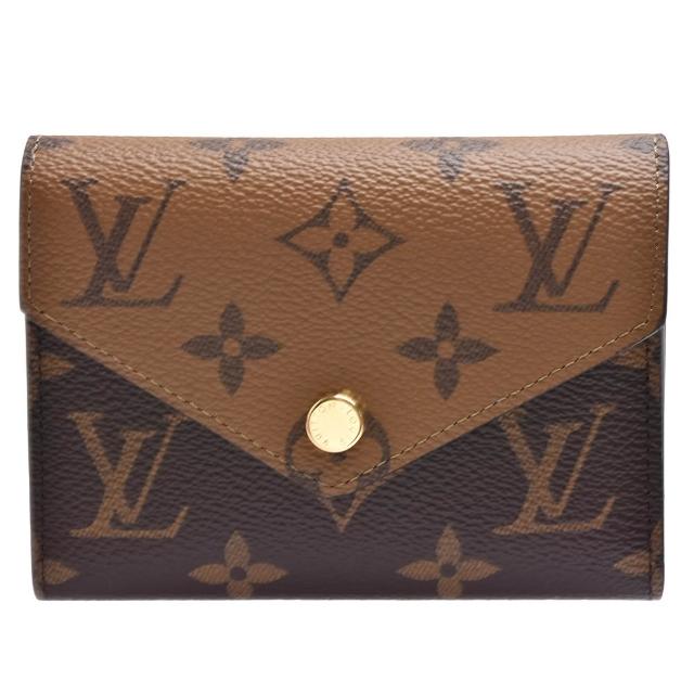 【Louis Vuitton 路易威登】M81557經典VICTORINE系列Monogram Reverse雙色帆布暗釦三折短夾
