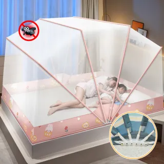 【TENGYUE】免安裝折疊便攜式無底蚊帳-六骨加強款(上下舖0.9m/單人加大1.2 均價)