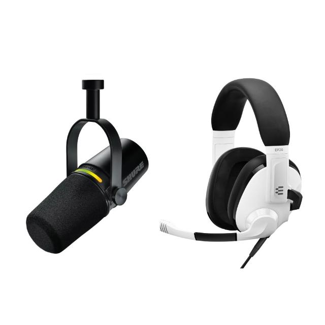 【SHURE】MV7+ 動圈麥克風 + EPOS H3電競麥克風 組合包(鍵寧公司貨)
