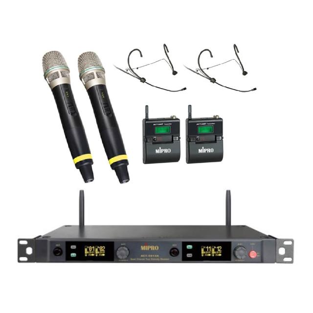 【MIPRO】ACT-5814A 配2頭戴式+2手握式麥克風58H(5GHz數位四頻道無線麥克風)