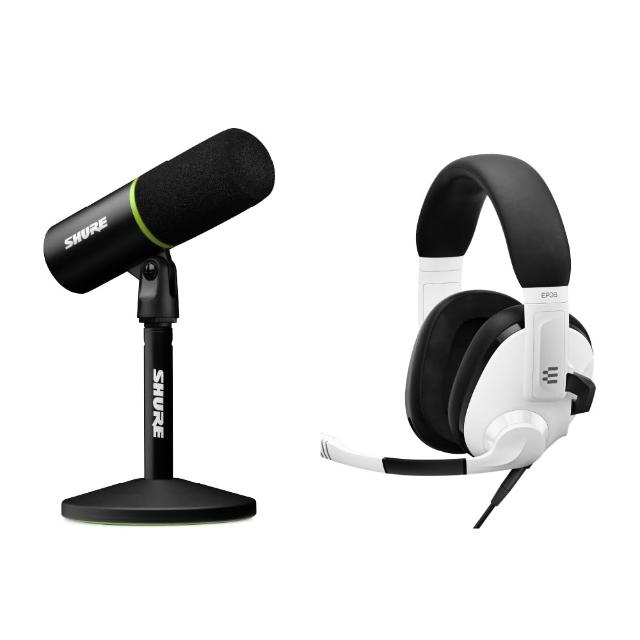 【SHURE】MV6直播麥克風 + EPOS H3白色電競耳機 組合包(鍵寧公司貨)