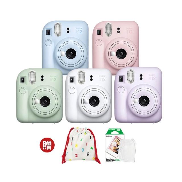 【FUJIFILM 富士】instax mini 12 拍立得相機 原廠公司貨(送10張底片+數字束口袋+透明保護套20入)