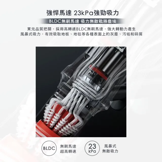 【陳傑憲代言TECO 東元】綠光顯塵無線吸塵器XJ2501CB(23Kpa/九錐氣旋/HEPA過濾/絨毛電動滾刷/momo獨家)