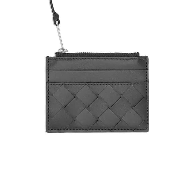 【BOTTEGA VENETA 寶緹嘉】620344 黑  編織中格(掛繩 拉鏈零錢/卡包)