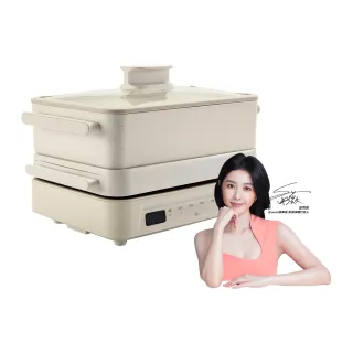 【Giaretti珈樂堤】多功能陶瓷不挑鍋料理盤+韓國不沾鍋五件組(GT-MFM11+GT-HWP05-W)