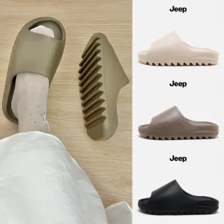 【JEEP 吉普】Jeep吉普 米色 棕色 黑色 潮流時尚 簡約 防滑一字拖鞋 男鞋 女鞋