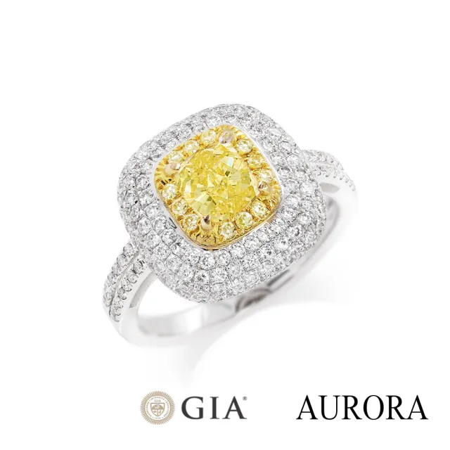 【AURORA 歐羅拉】GIA 一克拉天然黃彩鑽石 PT950 鉑金台 鑽戒 殿堂(Fancy Intense Yellow)