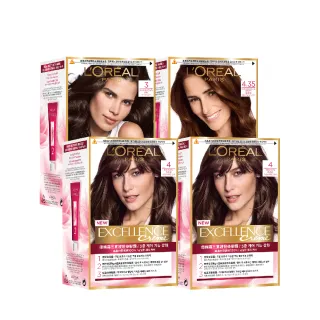【LOREAL Paris 巴黎萊雅】優媚霜三重護髮染髮霜/雙管染髮霜 4入組(染髮/持久遮白)