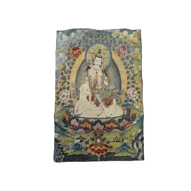 【藏古祥館】普賢普薩刺繡唐卡 KA0006(普賢普薩 刺繡 唐卡)