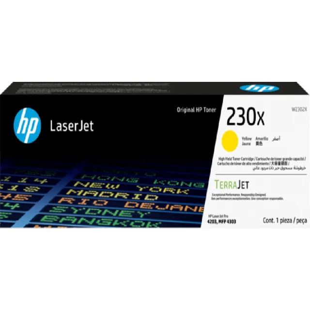 【HP 惠普】官方直營 Laser 230X 黃色原廠碳粉匣(W2302X)(4203dn/4303dw/4303fdw)
