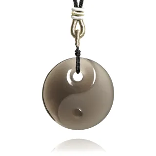 【正佳珠寶】黑曜石 高品冰種黑曜太極 冰種黑曜石吊墜｜可調式棉繩