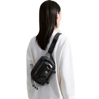 【The North Face】北面男女款黑色DWR防潑水大容量休閒腰包｜8BK5BIA