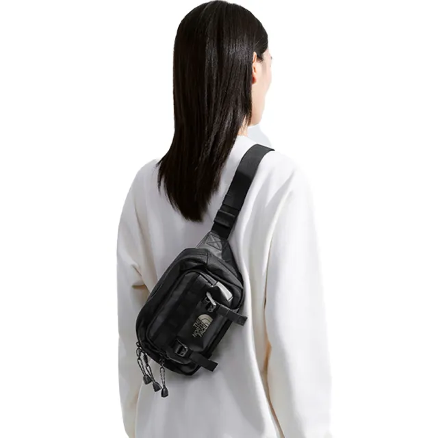 【The North Face 官方旗艦】北面男女款黑色DWR防潑水大容量休閒腰包｜8BK5BIA