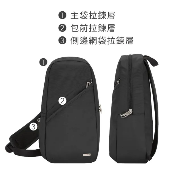 【Travelon】美國 單肩防盜斜背包 黑 / 側背包 斜背包 防搶包 防盜包 出國 男包 RFID