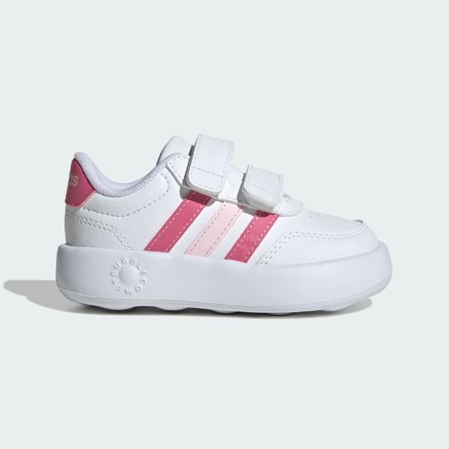 【adidas 愛迪達】 鞋 童鞋 中童 兒童 魔鬼氈 BREAKNET 3.0 CF I 白粉紅 JS3676