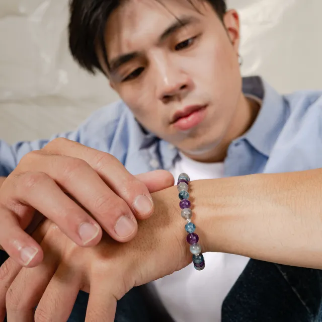 【天天水晶 TINGTING】魔鬼海藍寶x 紫水晶 8mm設計款手鍊(開運、助智慧 A080013)