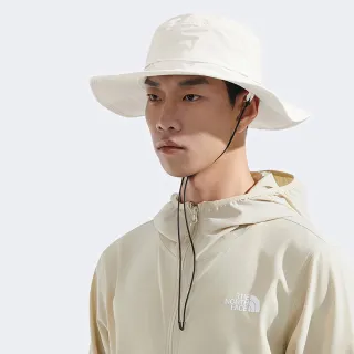 【The North Face】北面男女款米白色UPF防曬漁夫帽｜5FX6QLI(抗UV)