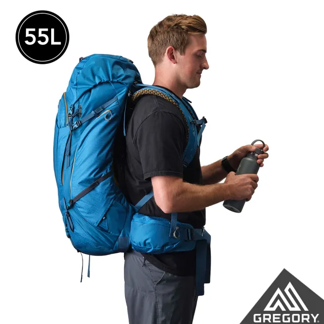 【Gregory官方直營】55L KATMAI 登山背包 異海藍 氧化綠 M/L(附雨罩 負重包 多日登山包 登山包)