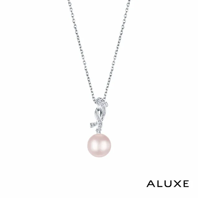 【ALUXE 亞立詩】18K金 天然淡水珍珠 珍珠鑽石項鍊 海洋之舞 水滴形 NN0104