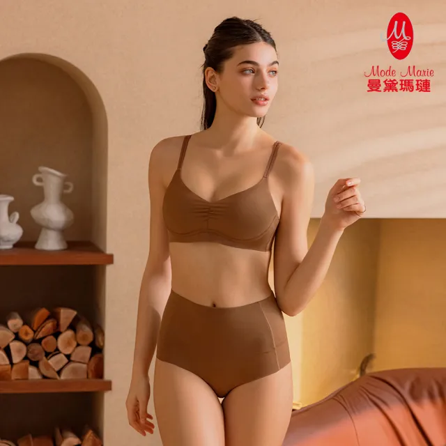 【曼黛瑪璉】超彈力 超高腰三角無痕內褲 M-XL(可可褐)