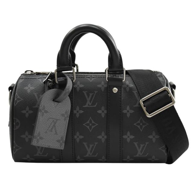 【Louis Vuitton 路易威登】LV M46271 Keepall Bandoulière 25 黑經典花紋兩用波士頓包(現貨)