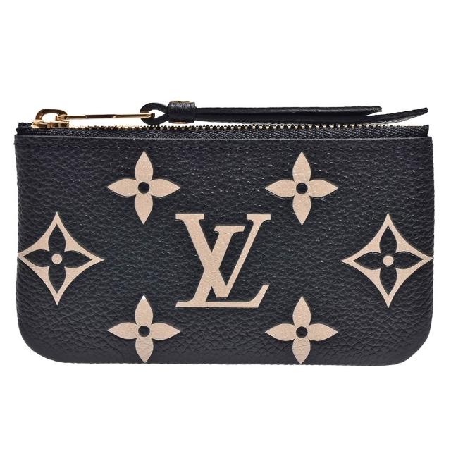 LV LOUIS VUITTON路易威登 M80885 經典雙色 Empreinte 小牛皮壓花拉鍊鑰匙/零錢包