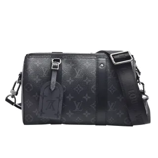 【Louis Vuitton 路易威登】M45936 CITY KEEPALL系列Eclipse帆布拉鍊斜背包(黑色)