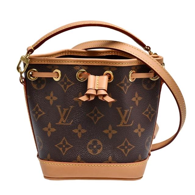 【Louis Vuitton 路易威登】M81266 NANO NOE系列Monogram帆布牛皮飾邊手提/斜背水桶包手提/斜背水桶包