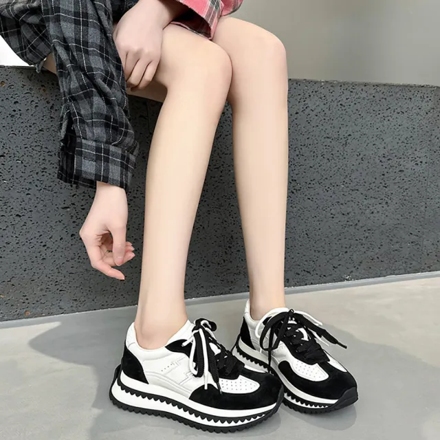 【T2R】正韓-復古小蠻腰德訓老爹鞋女鞋-增高約5公分-黑/米(5985-3140/5985-3141)