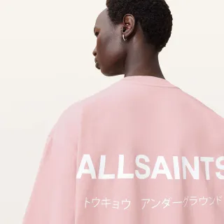 【ALLSAINTS】UNDERGROUND 純棉寬鬆LOGO短袖T恤-粉 W202JC(女款寬鬆版型)