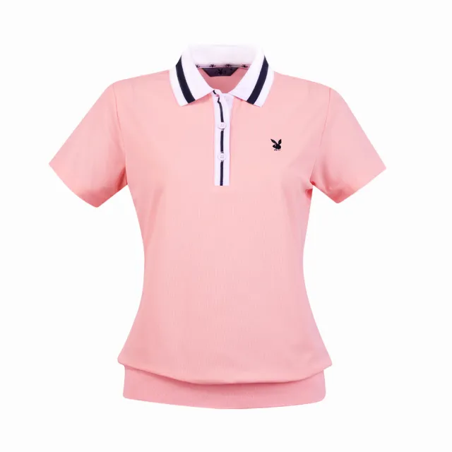 【PLAYBOY GOLF】女款後背櫻桃抗UV短袖POLO衫-粉橘(吸濕排汗/高爾夫球衫/KA25117-23)