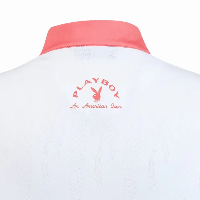 【PLAYBOY GOLF】女款緹花吸濕排汗涼感立領上衣-白(高爾夫球衫/KA25122-87)