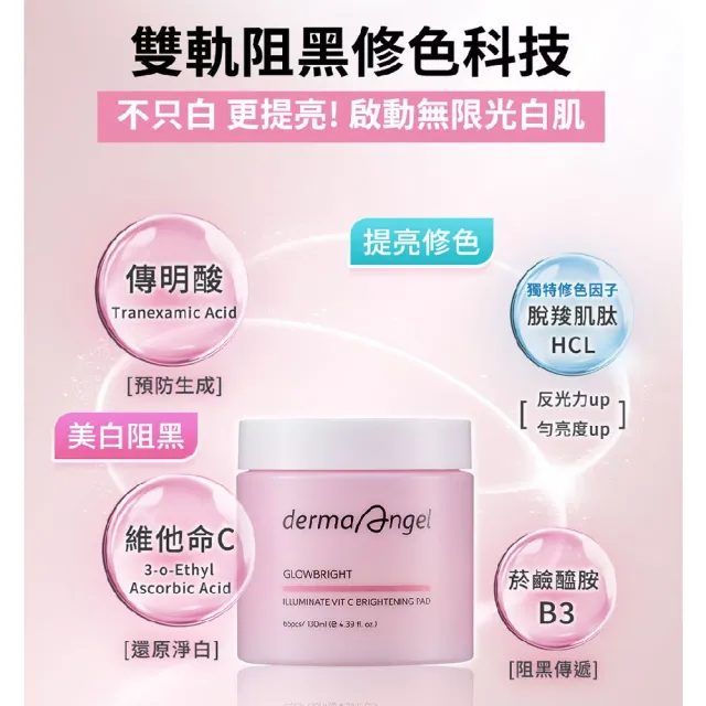 【derma Angel 護妍天使】傳明酸B3光透美白爽膚棉片(65片)