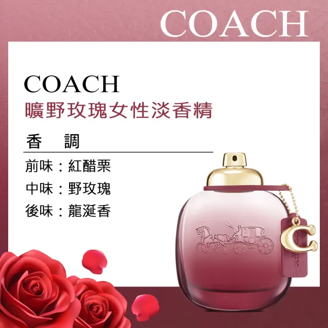 【COACH】曠野玫瑰女性淡香精三入禮盒-淡香精90ml+身體乳100ml+盥洗包(專櫃公司貨)