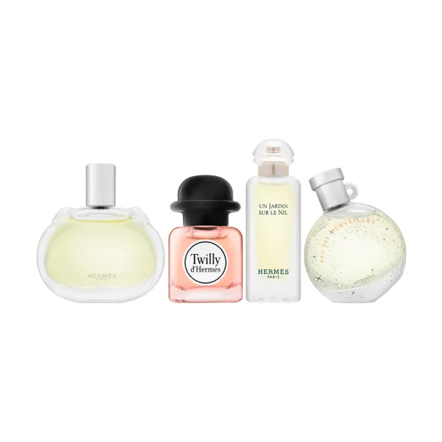 【Hermes 愛馬仕】小香禮盒四入組 7.5ml*4(國際航空版/絲巾/橘彩星光/尼羅河花園/巴蕾尼亞)